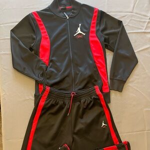 Jordan Flight Tracksuit Set Black Red Jumpman Jacket & Pants Athletic Set
